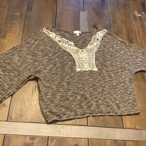 JULE embroidered lace style knit blouse size L made in USA
